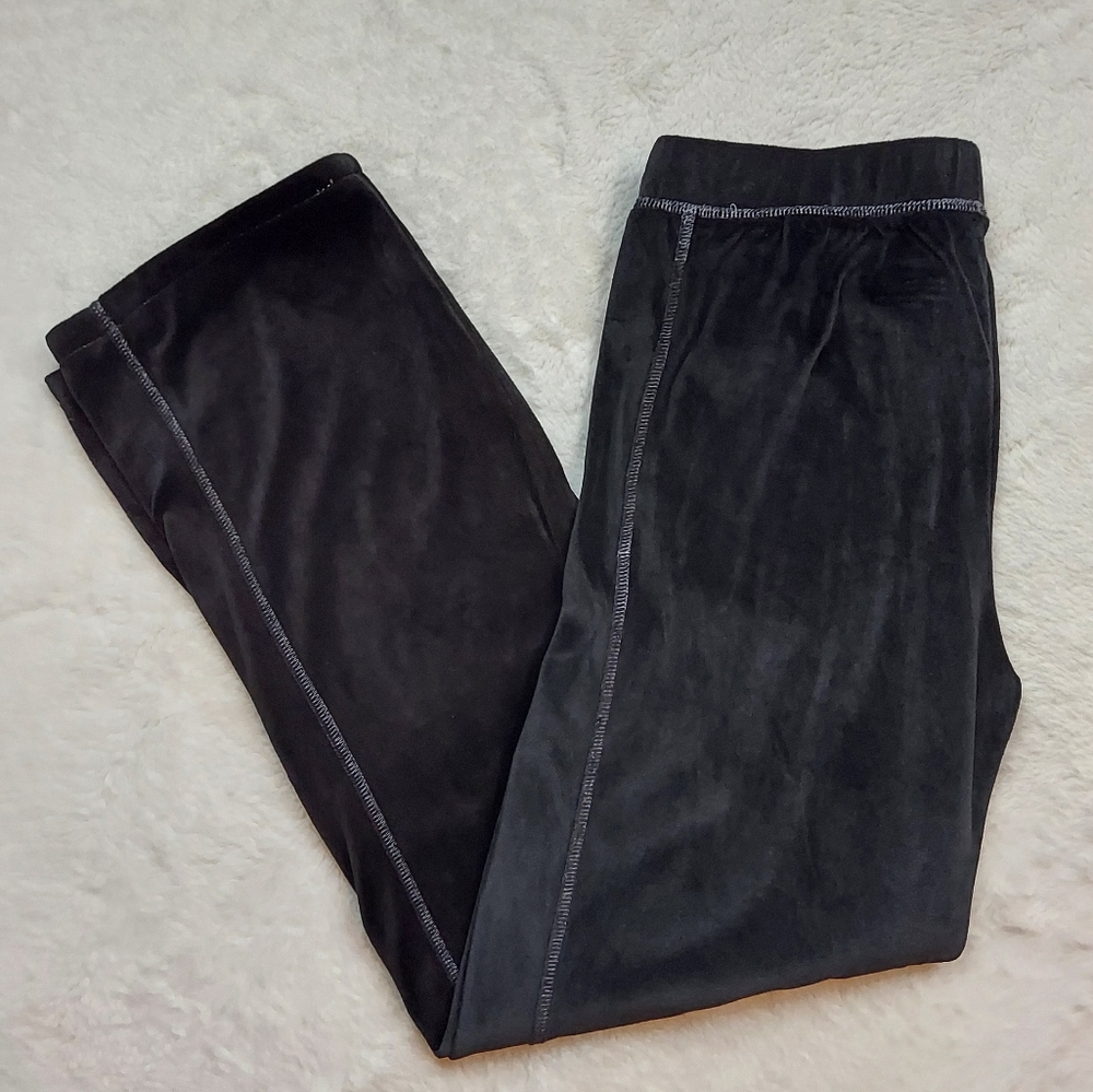 Cuddl Duds Climate Right Black Velour High Rise Stretch Pants Size S
